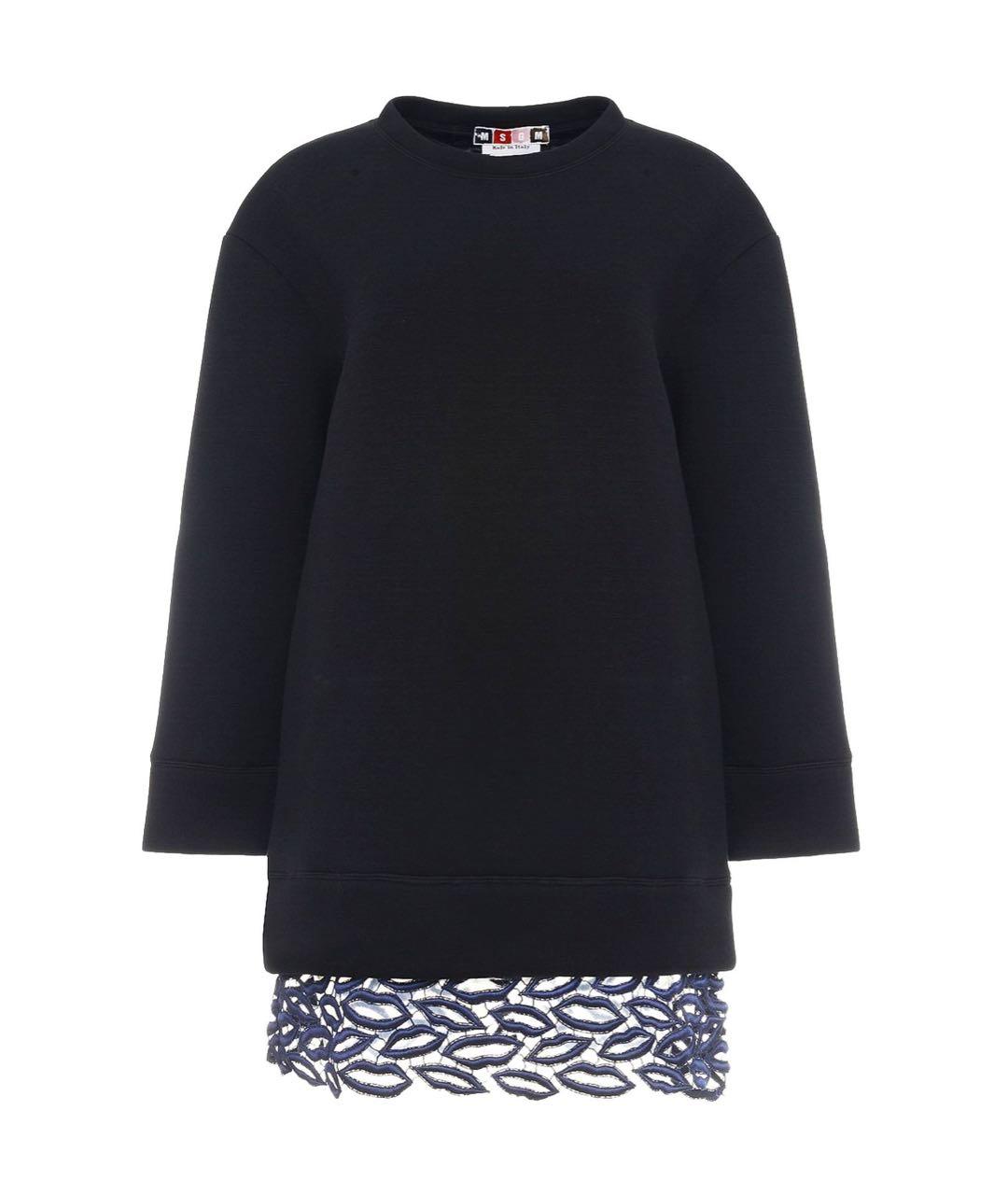 MSGM Черное хлопковое повседневное платье, фото 1