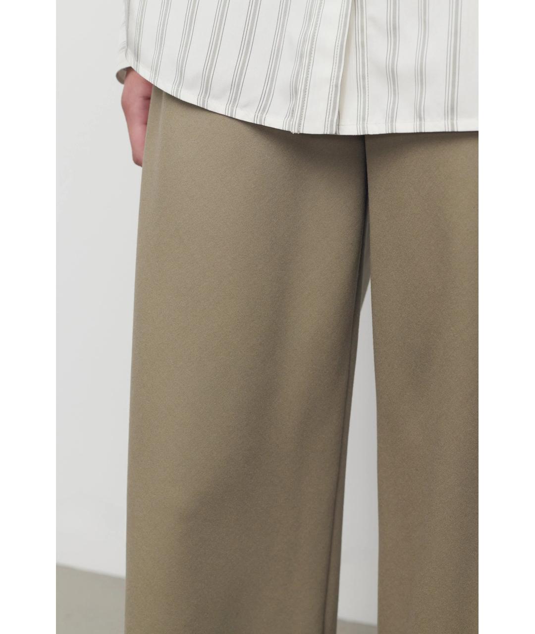 THE ROW Хаки шерстяные прямые брюки, фото 6