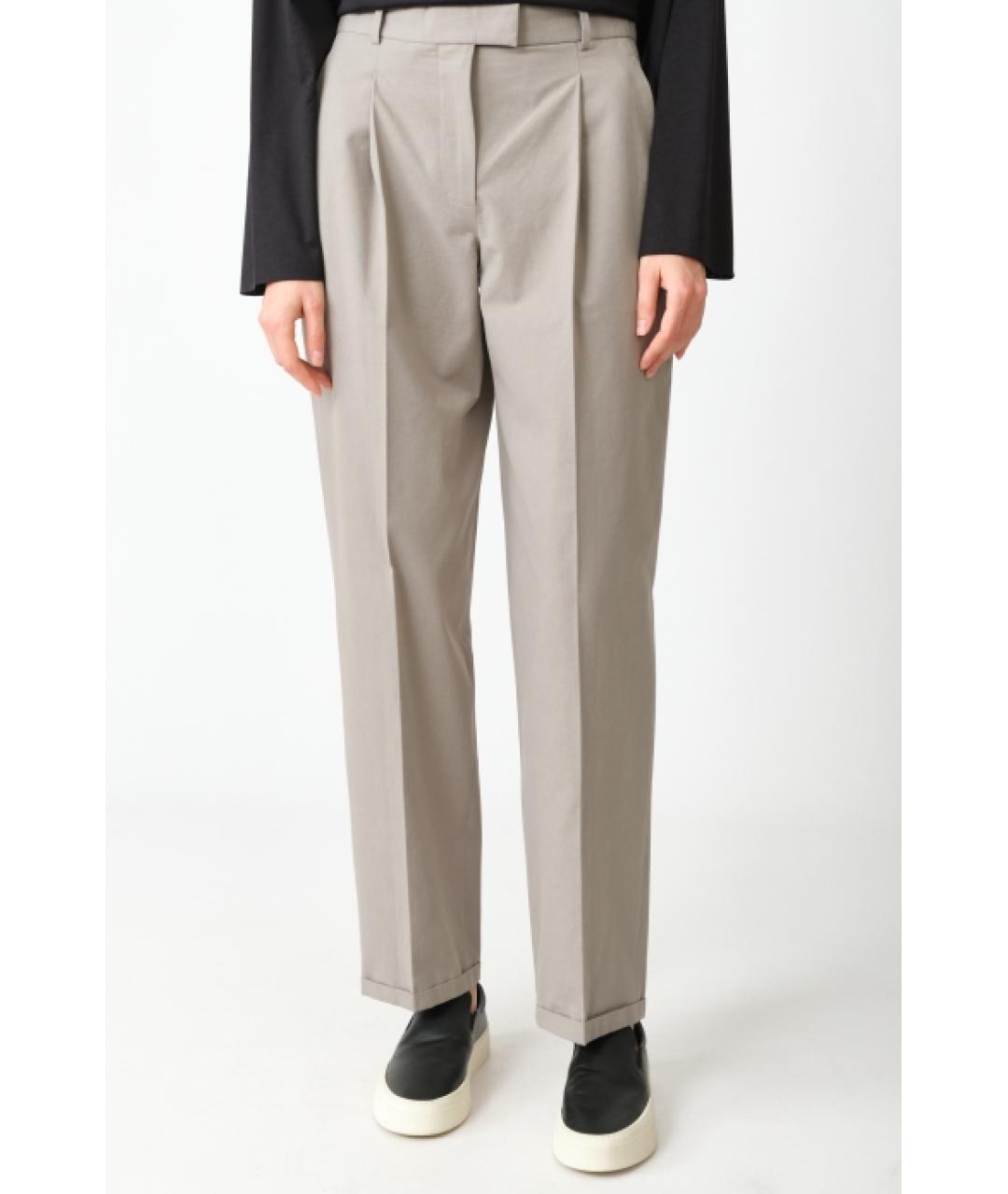 THE ROW Серые хлопковые прямые брюки, фото 3