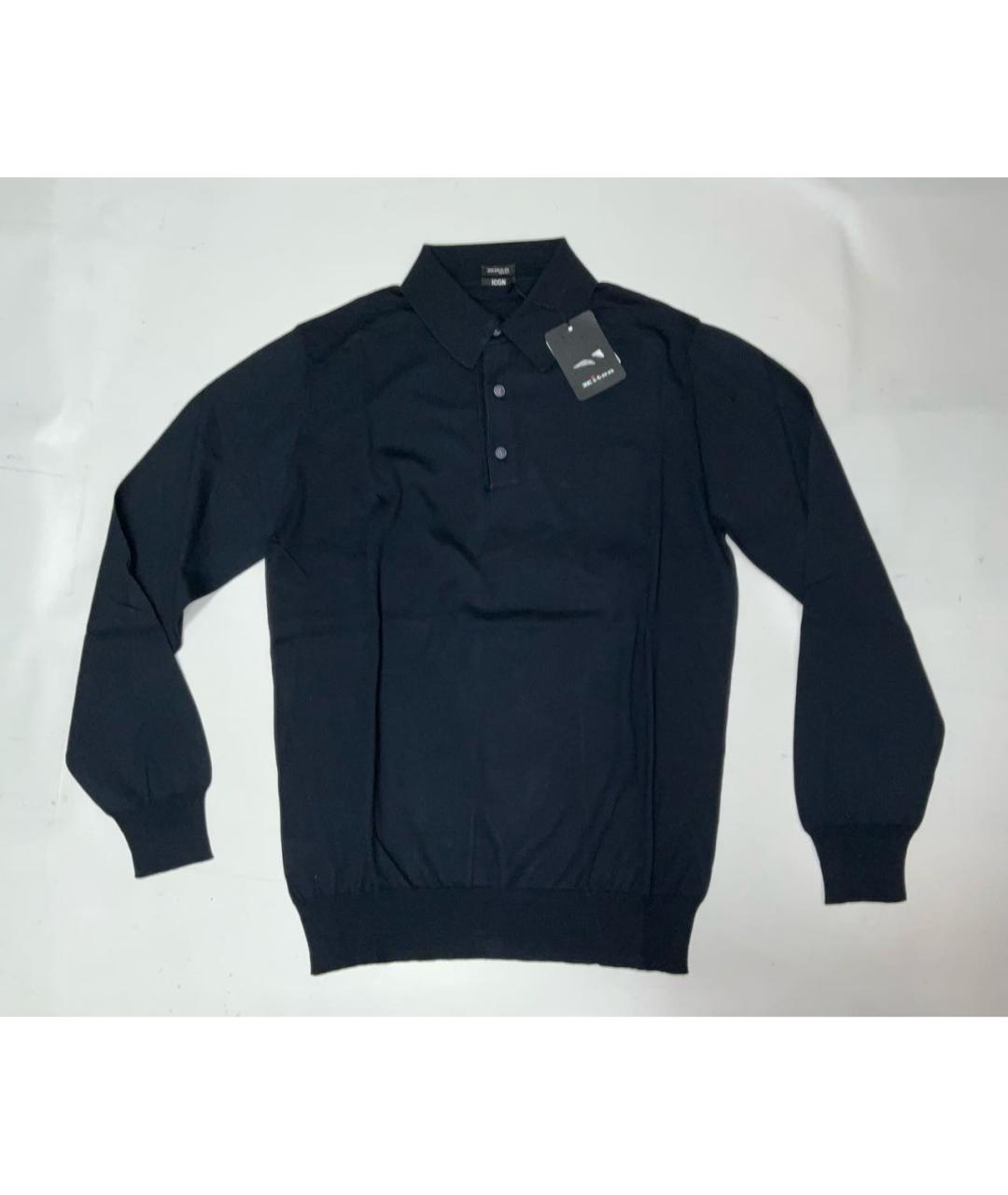 KITON Черное хлопковое поло с длинным рукавом, фото 6