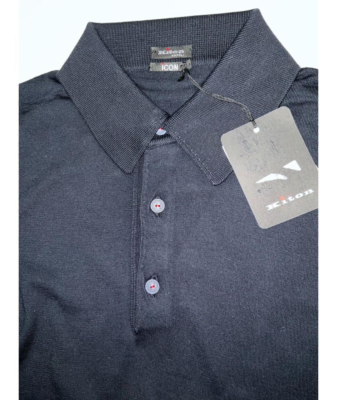 KITON Черное хлопковое поло с длинным рукавом, фото 4