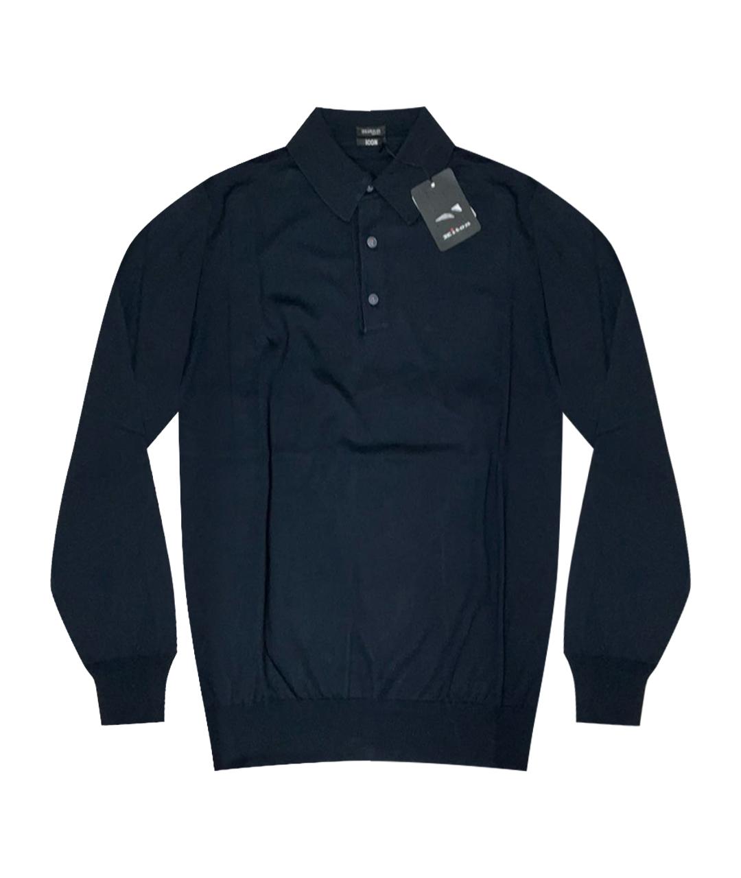 KITON Черное хлопковое поло с длинным рукавом, фото 1