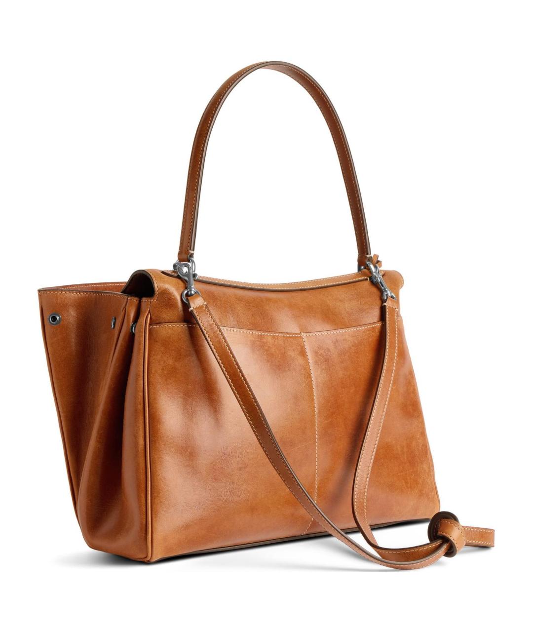 BALENCIAGA Коричневая кожаная сумка с короткими ручками, фото 4