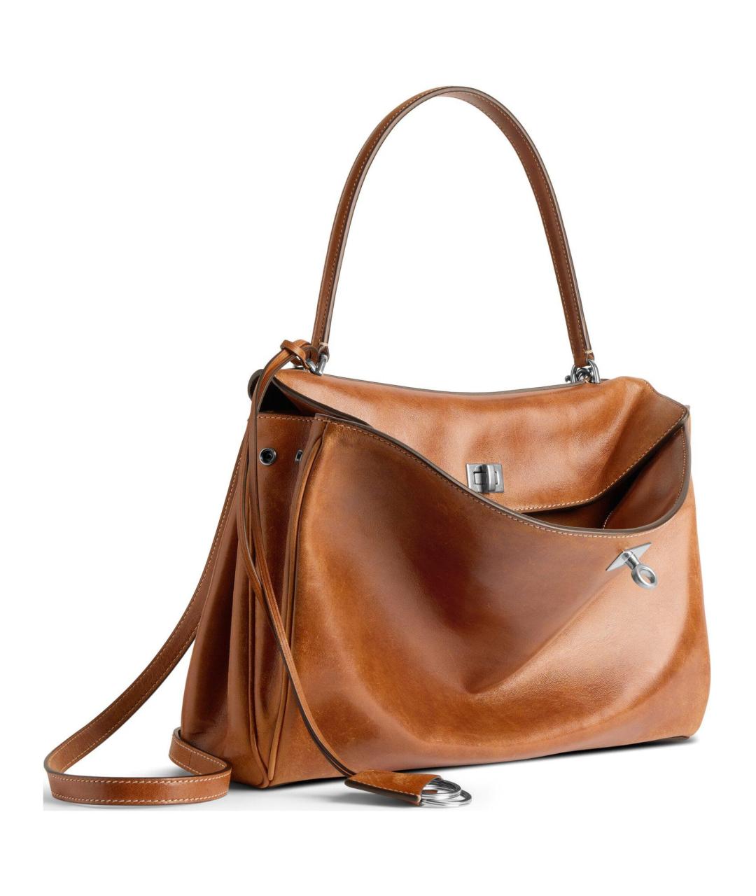 BALENCIAGA Коричневая кожаная сумка с короткими ручками, фото 3