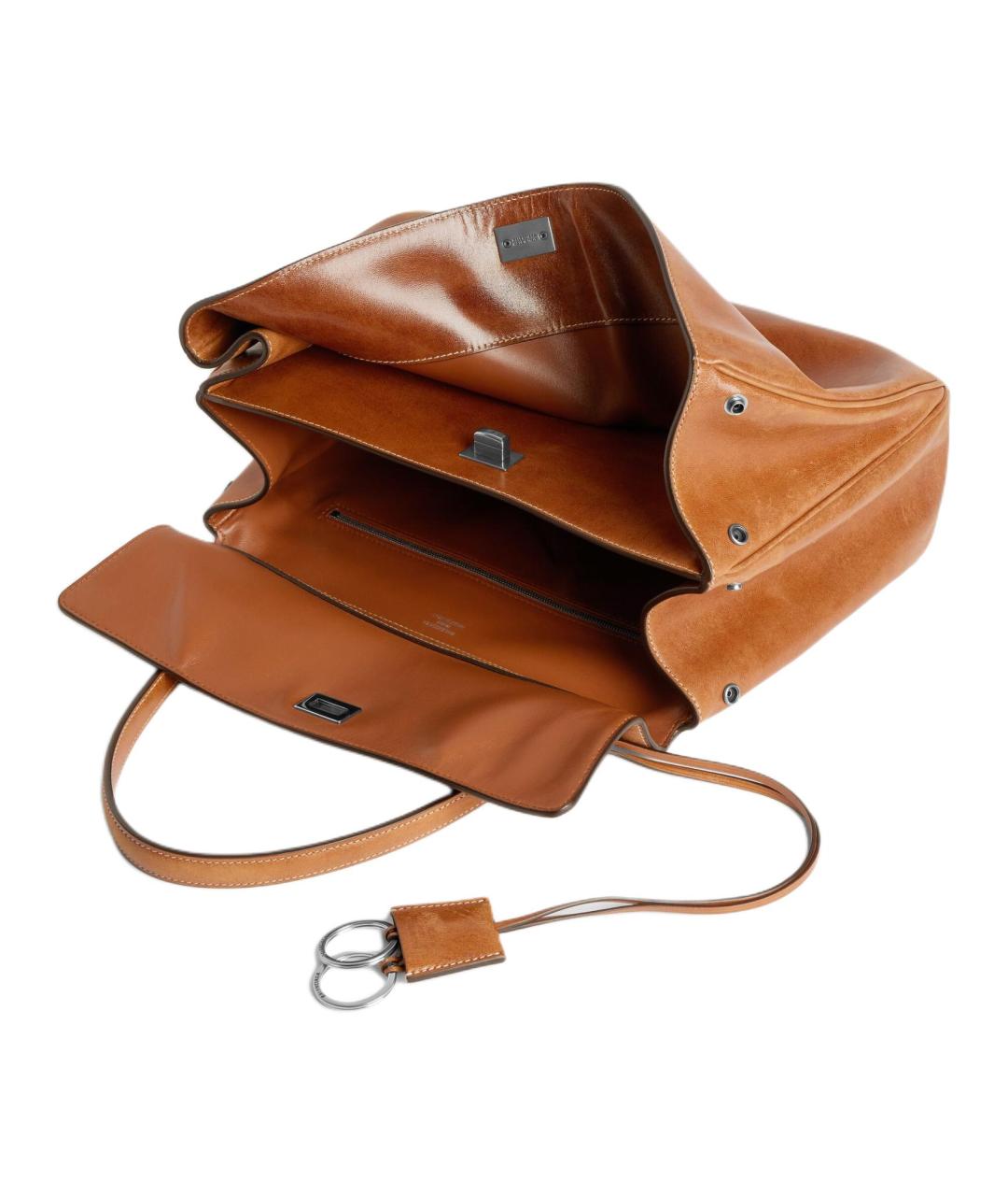 BALENCIAGA Коричневая кожаная сумка с короткими ручками, фото 5