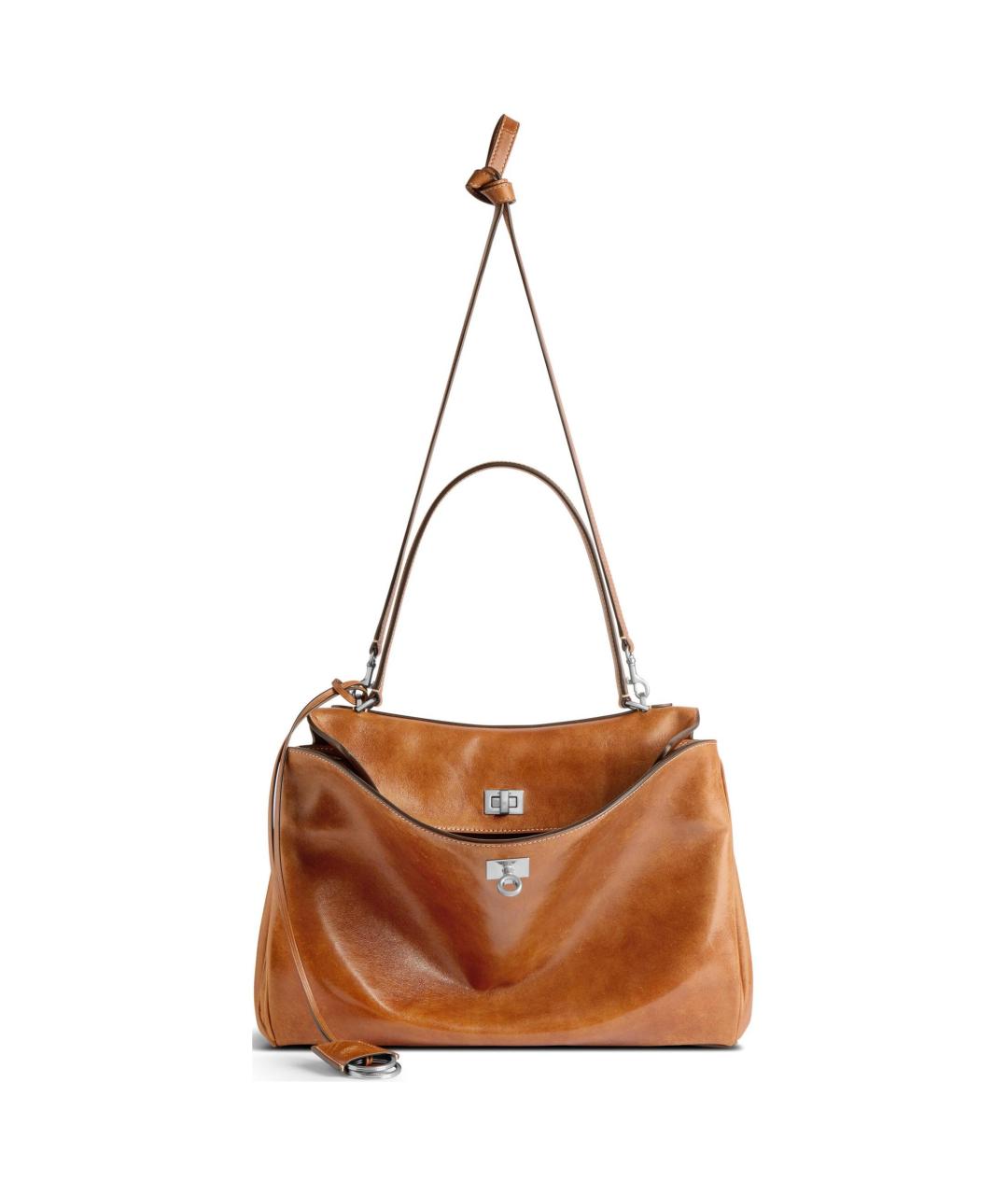 BALENCIAGA Коричневая кожаная сумка с короткими ручками, фото 2