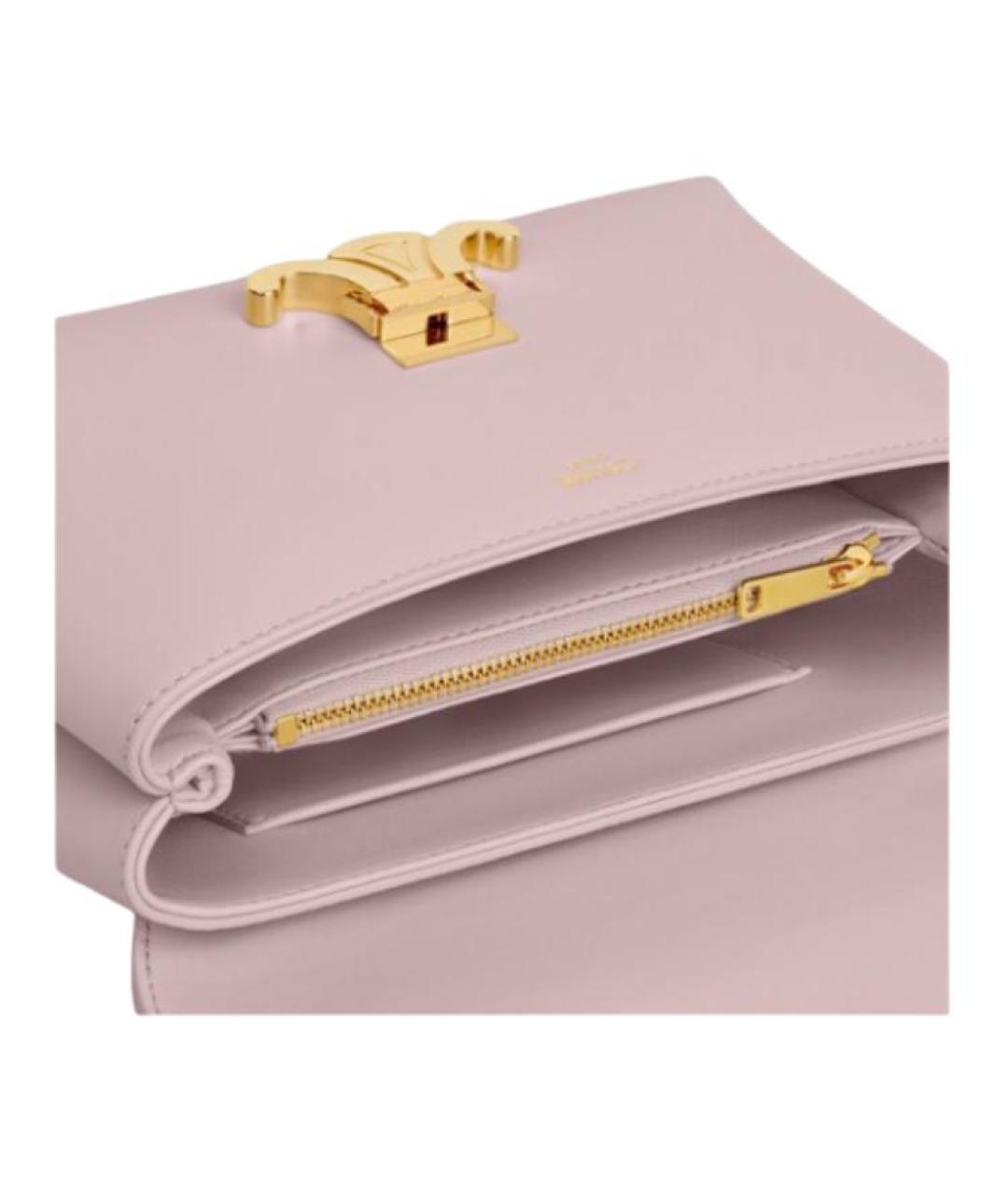 CELINE Розовая кожаная сумка с короткими ручками, фото 4