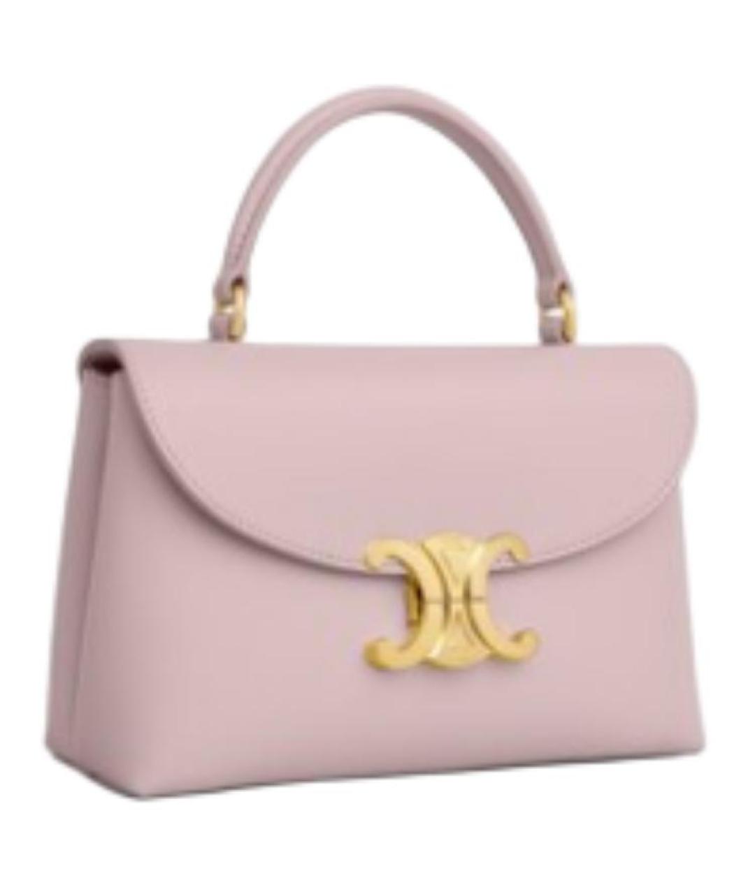 CELINE Розовая кожаная сумка с короткими ручками, фото 2