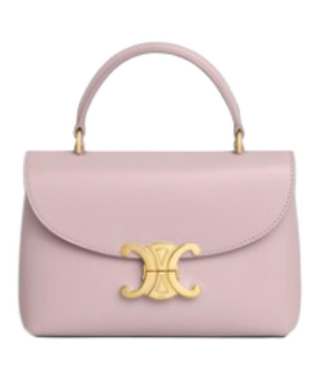 CELINE Розовая кожаная сумка с короткими ручками, фото 1