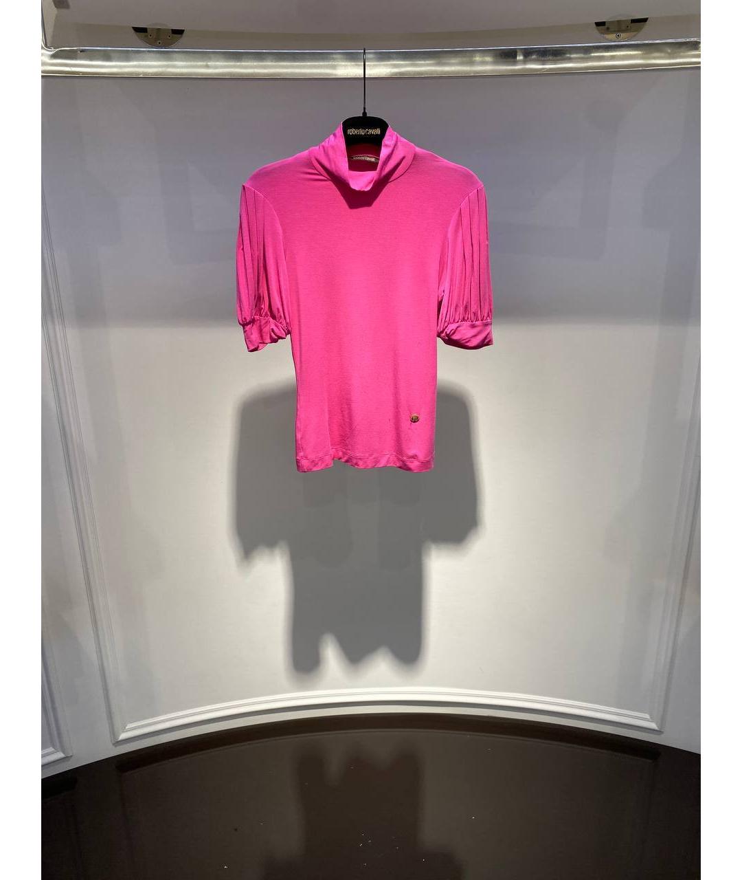 ROBERTO CAVALLI Розовая вискозная футболка, фото 4