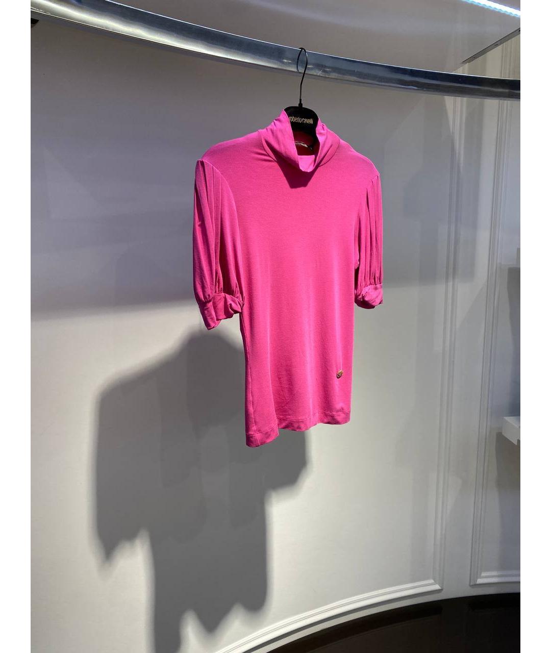 ROBERTO CAVALLI Розовая вискозная футболка, фото 2