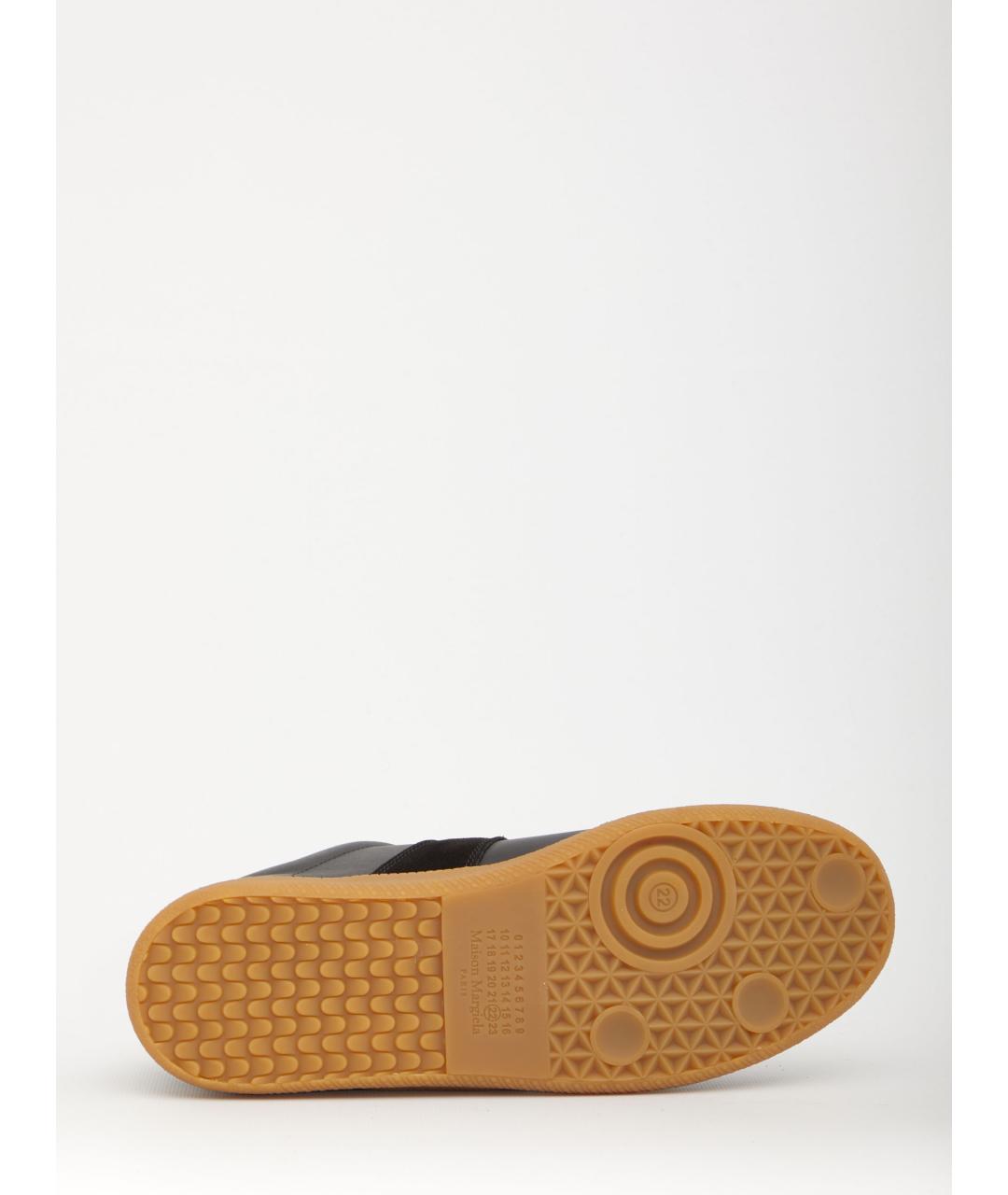 MAISON MARGIELA Черные кожаные низкие кроссовки / кеды, фото 4