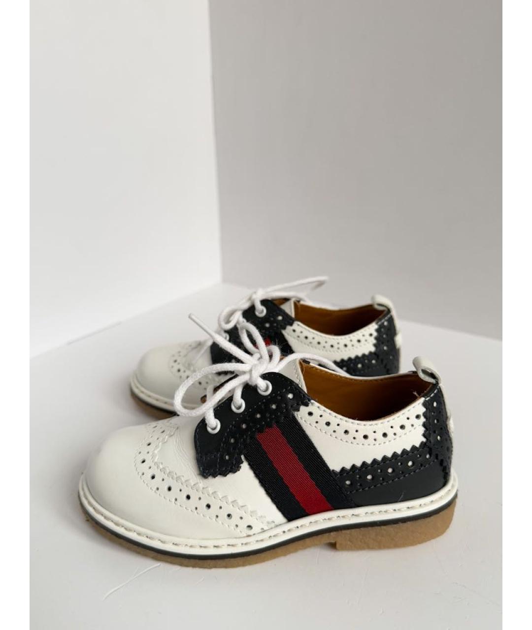 GUCCI KIDS Белые кожаные туфли, фото 6