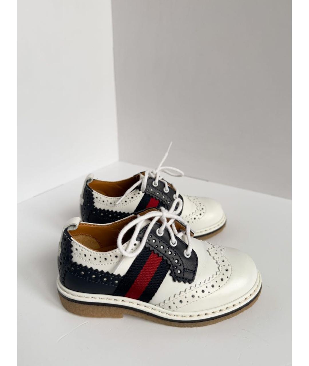 GUCCI KIDS Белые кожаные туфли, фото 8