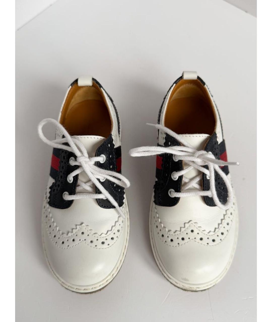 GUCCI KIDS Белые кожаные туфли, фото 3