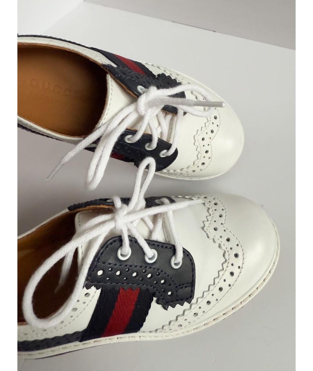 GUCCI KIDS Белые кожаные туфли, фото 4