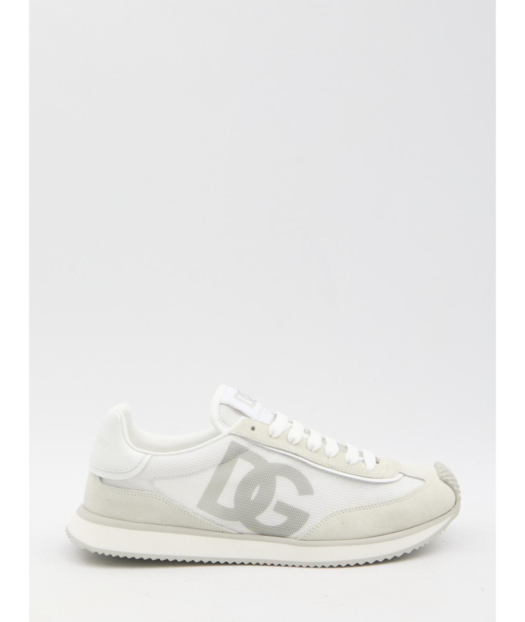 DOLCE&GABBANA Белые текстильные низкие кроссовки / кеды, фото 6