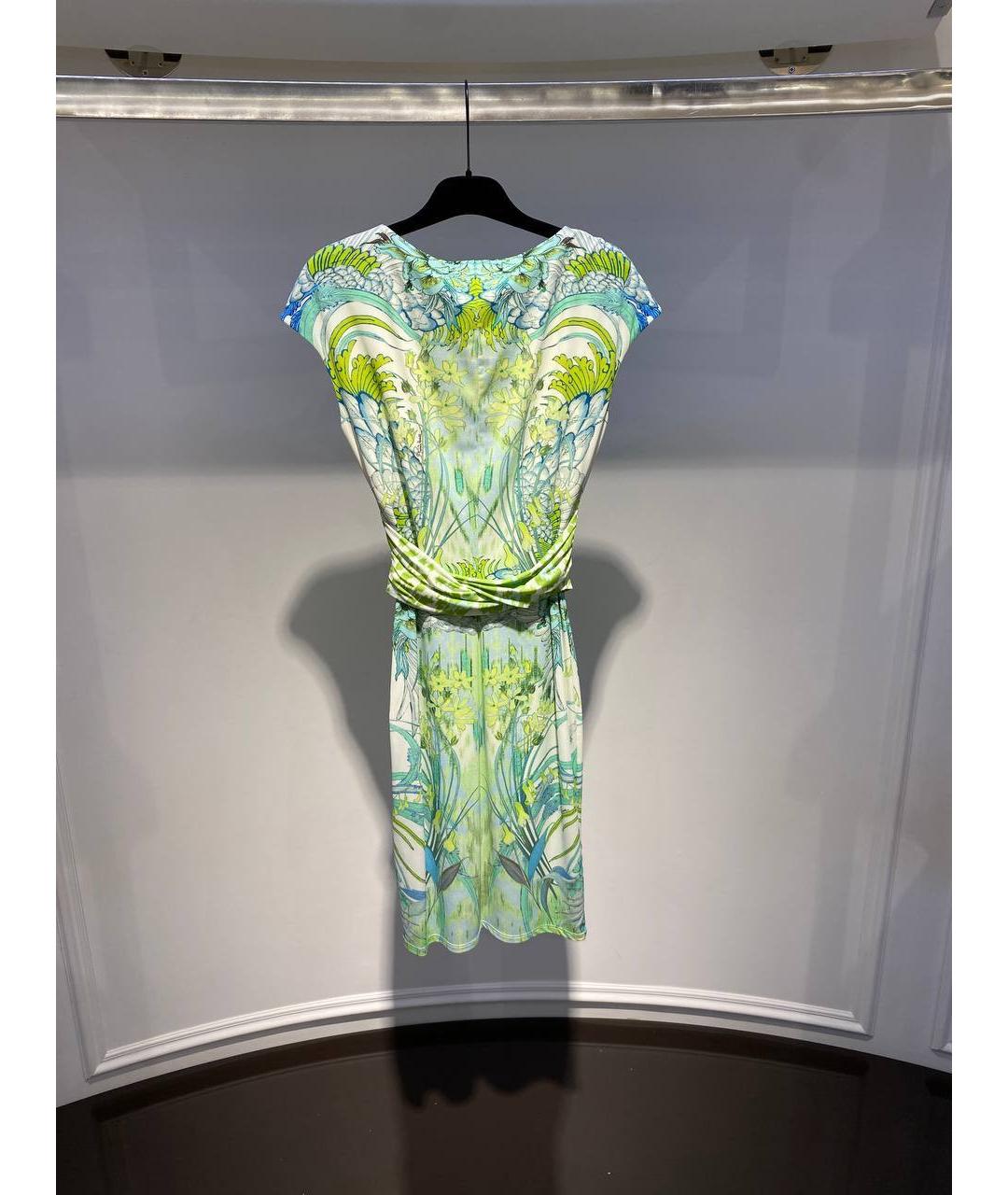 ROBERTO CAVALLI Зеленые шелковое платье, фото 3