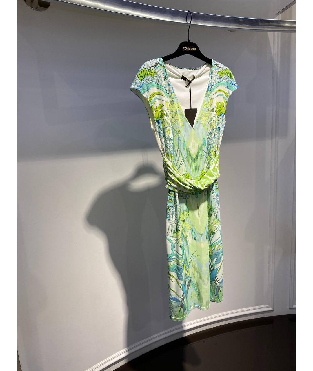 ROBERTO CAVALLI Зеленые шелковое платье, фото 2