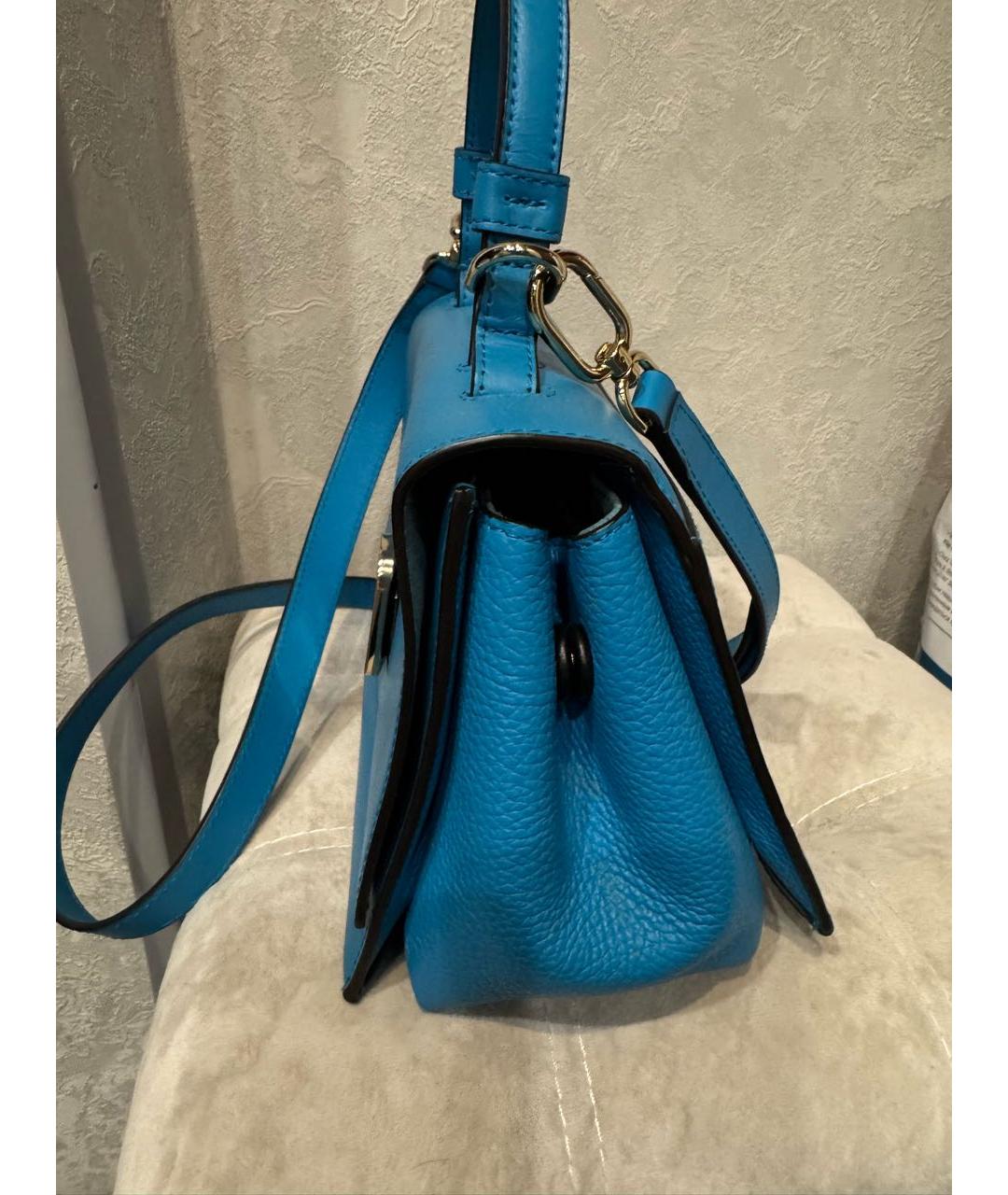 FURLA Голубая кожаная сумка с короткими ручками, фото 2