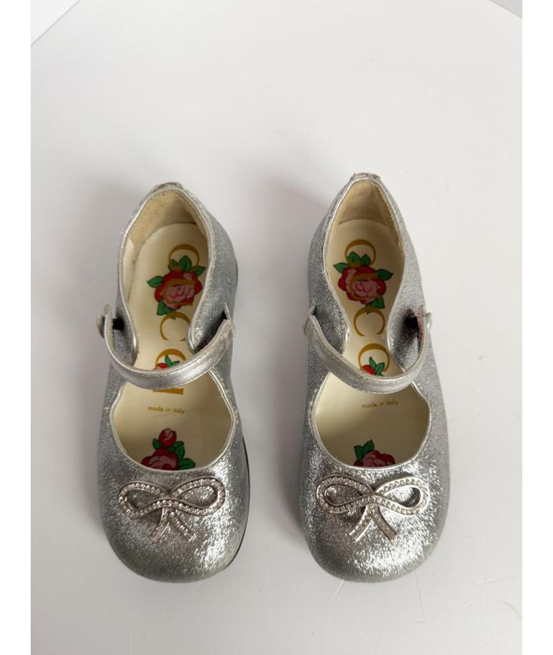 GUCCI KIDS Серебряные кожаные туфли, фото 2