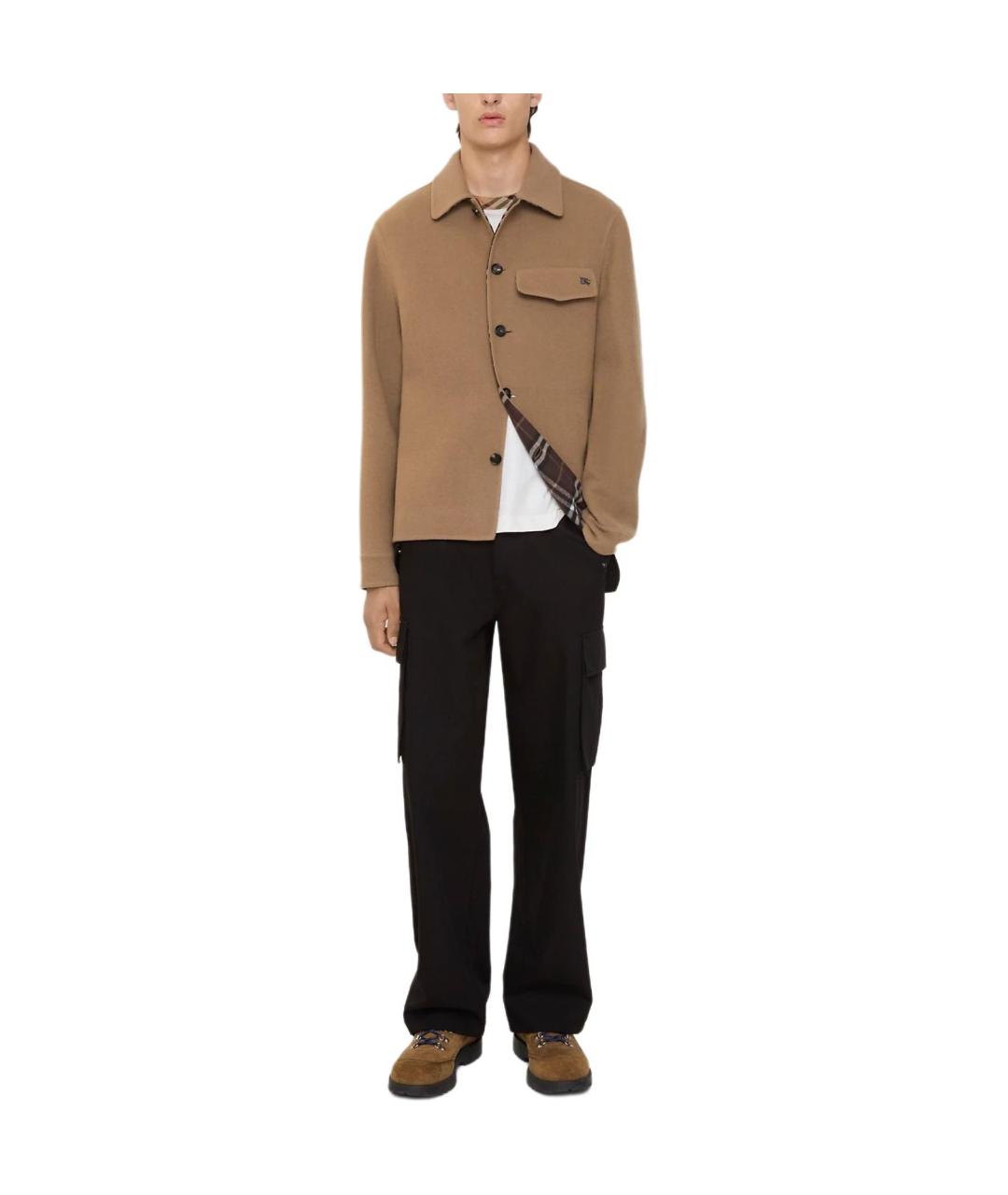 BURBERRY Коричневая шерстяная кэжуал рубашка, фото 5