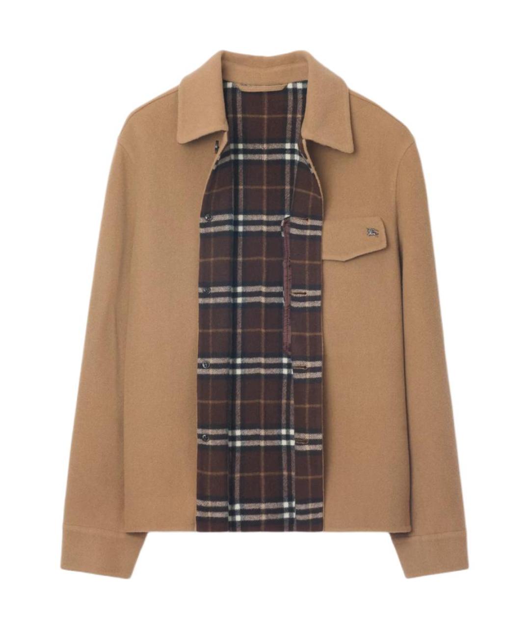 BURBERRY Коричневая шерстяная кэжуал рубашка, фото 2