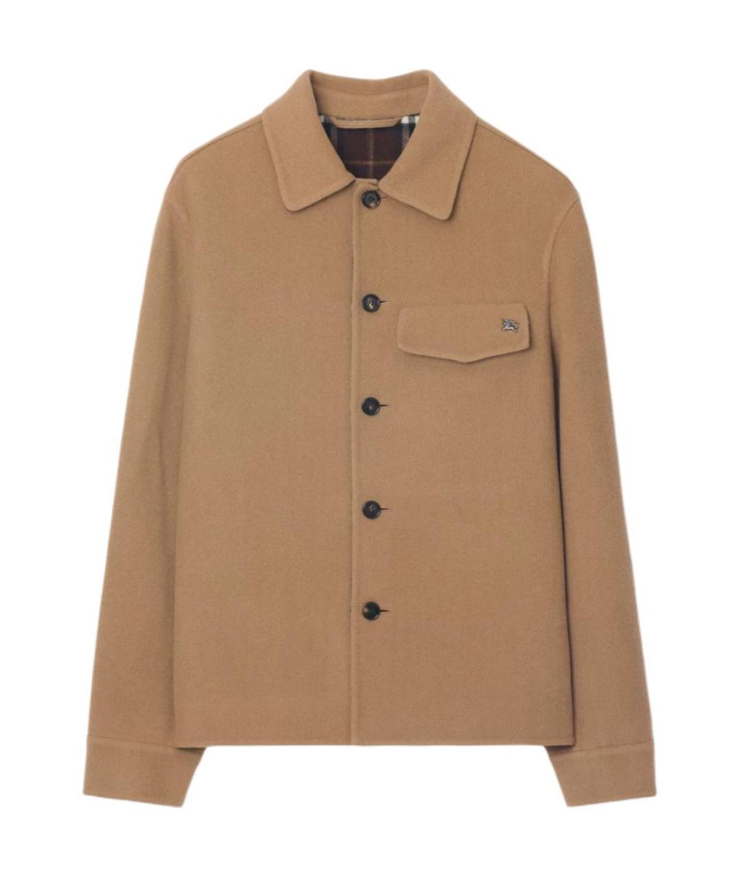 BURBERRY Коричневая шерстяная кэжуал рубашка, фото 1