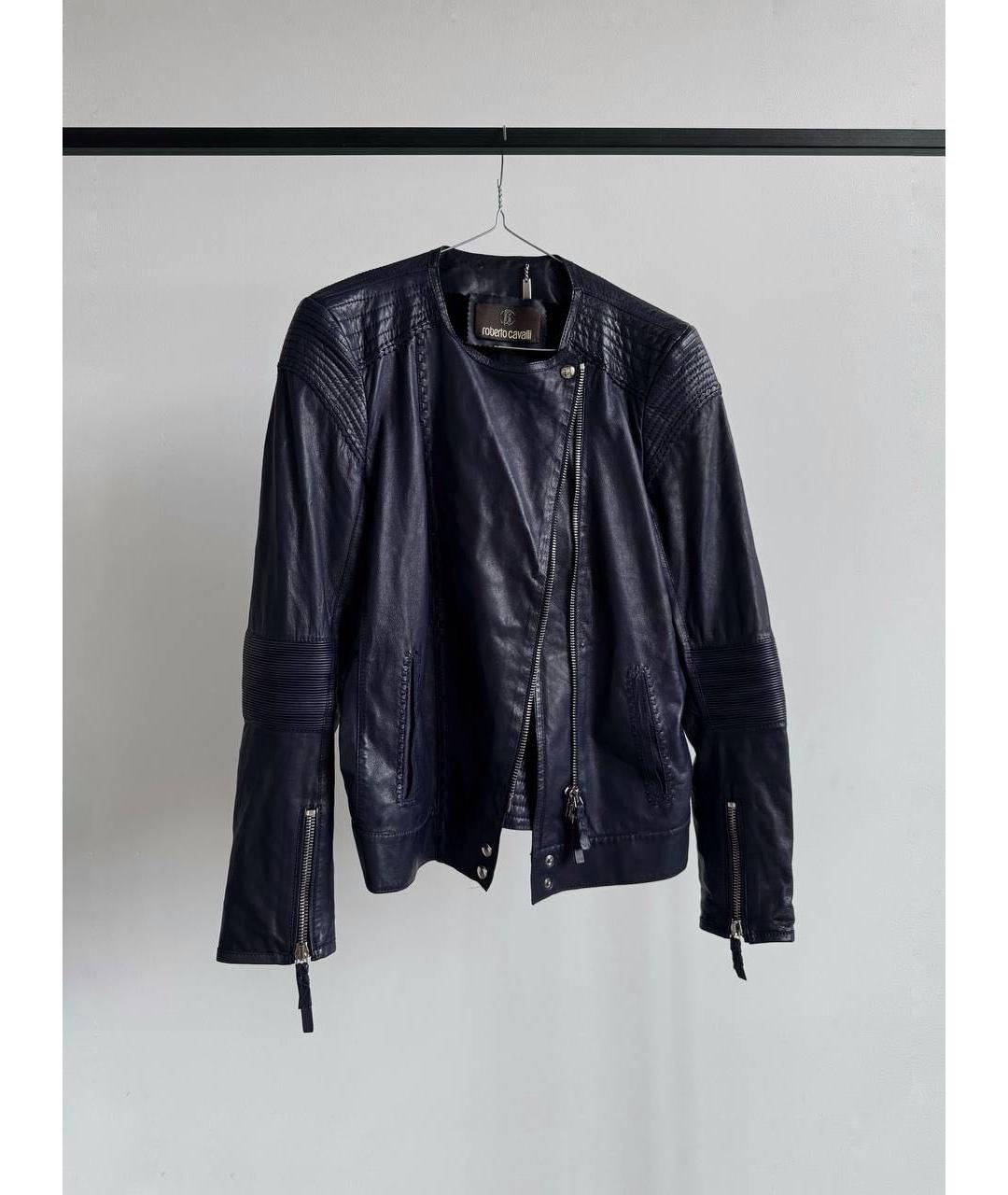 ROBERTO CAVALLI Фиолетовая кожаная куртка, фото 3