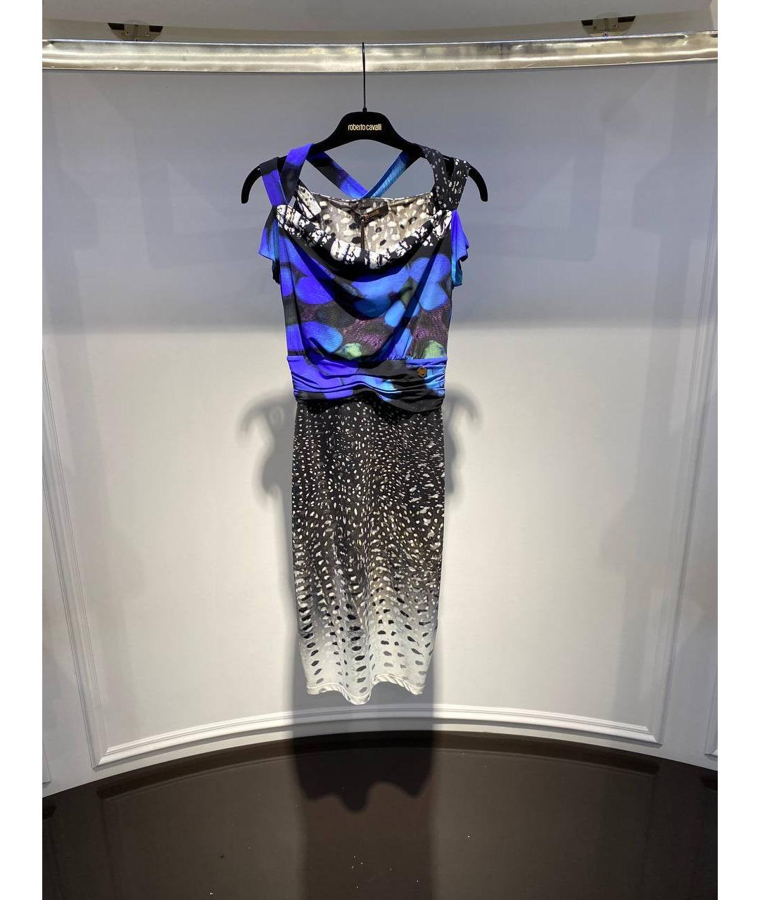 ROBERTO CAVALLI Синее полиамидовое платье, фото 4