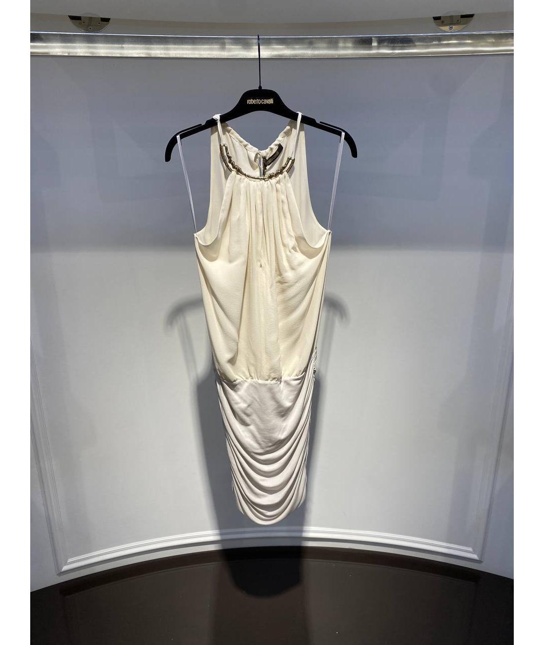 ROBERTO CAVALLI Бежевое вискозное вечернее платье, фото 4