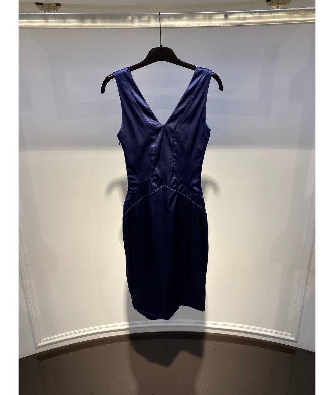 ROBERTO CAVALLI Синее шелковое платье, фото 3