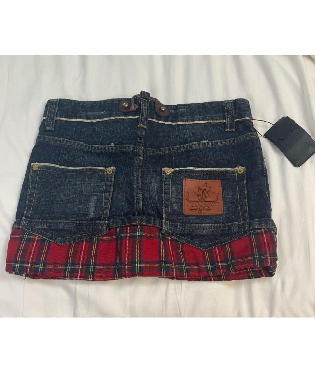 DSQUARED2 Темно-синяя деним юбка миди, фото 2