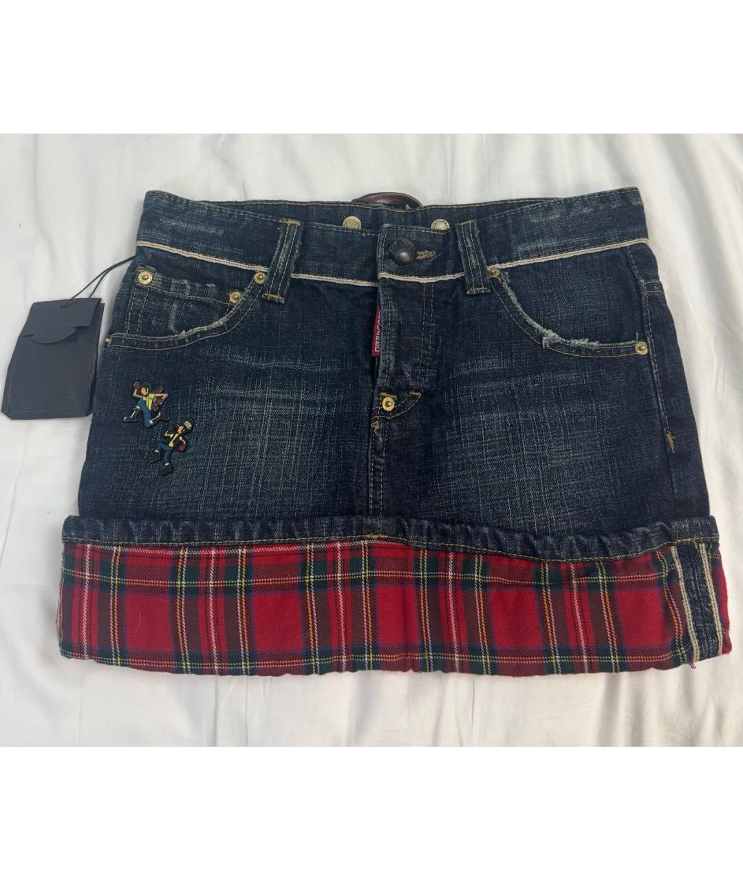 DSQUARED2 Темно-синяя деним юбка миди, фото 5