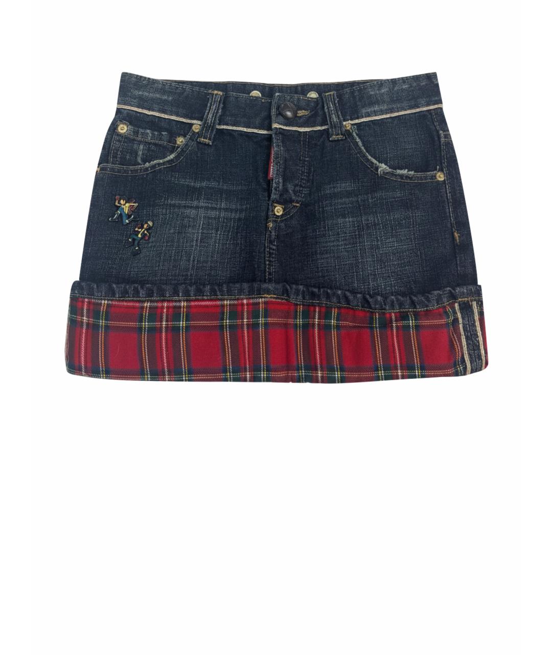 DSQUARED2 Темно-синяя деним юбка миди, фото 1