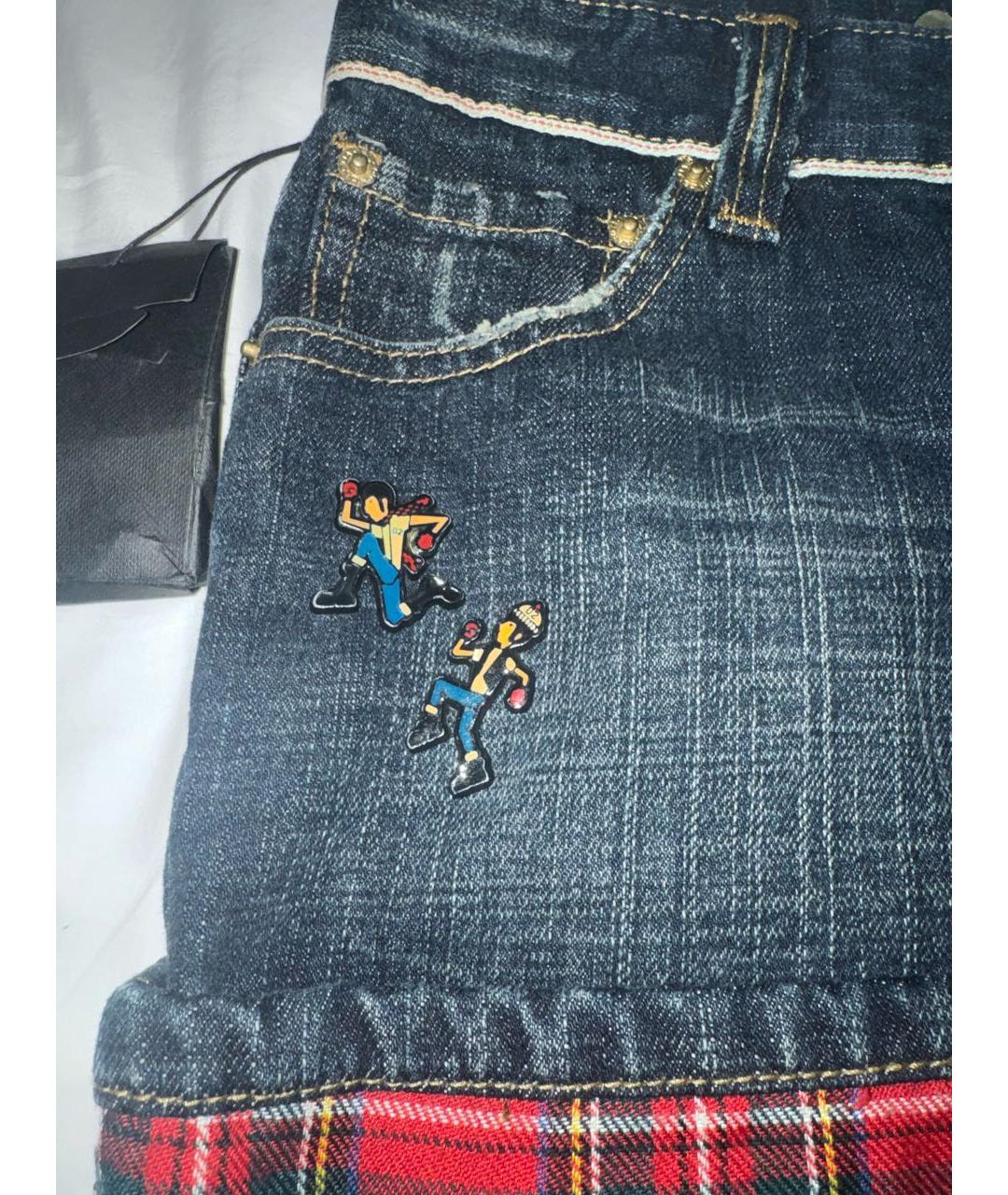 DSQUARED2 Темно-синяя деним юбка миди, фото 3