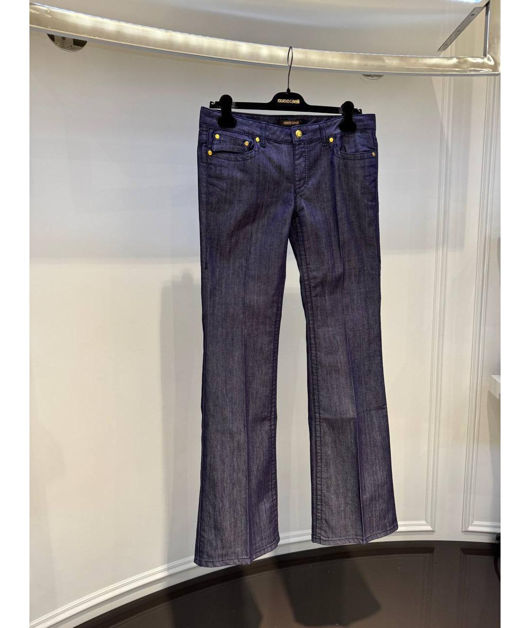 ROBERTO CAVALLI Синие хлопковые прямые джинсы, фото 2