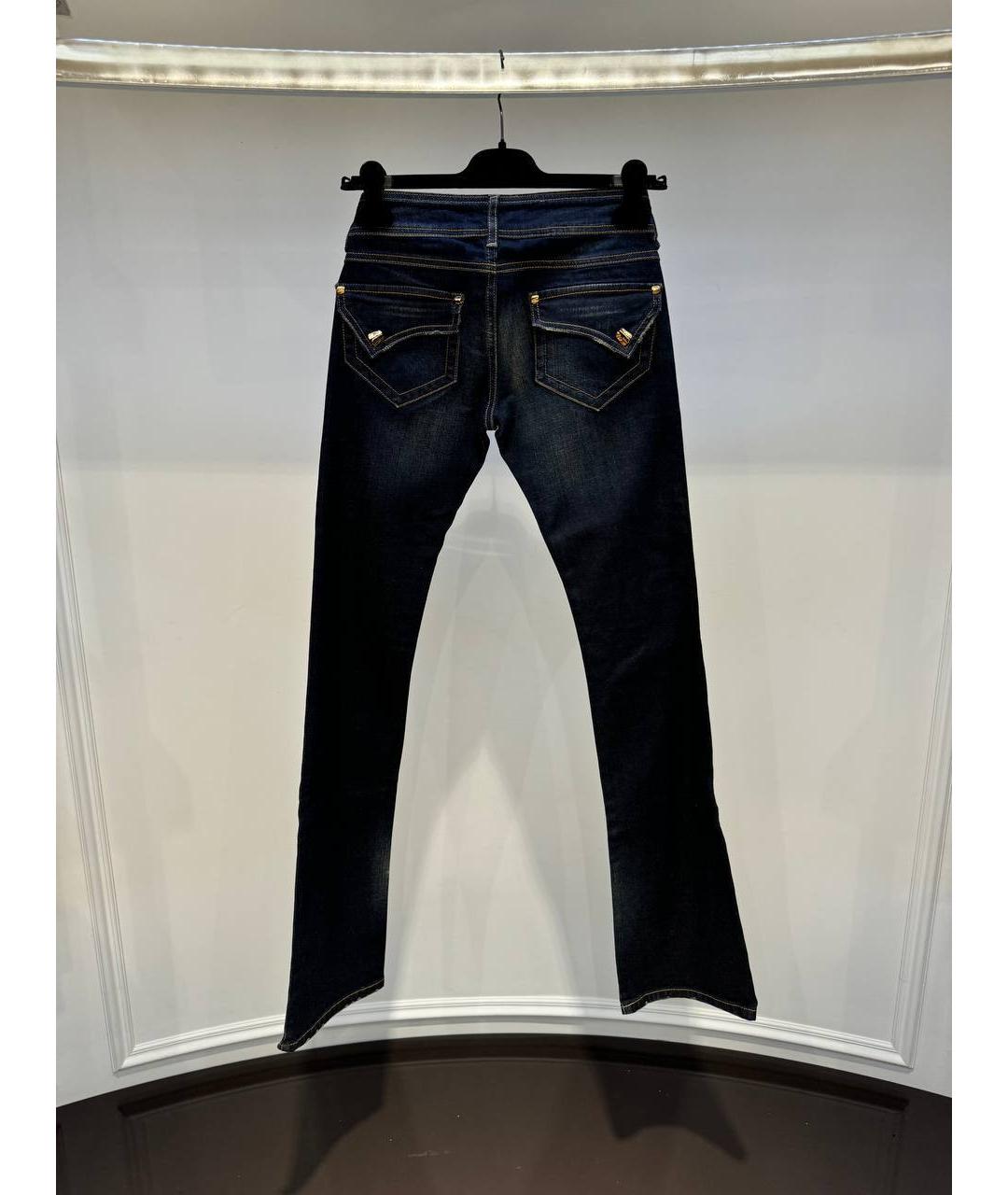 ROBERTO CAVALLI Темно-синие хлопковые прямые джинсы, фото 3