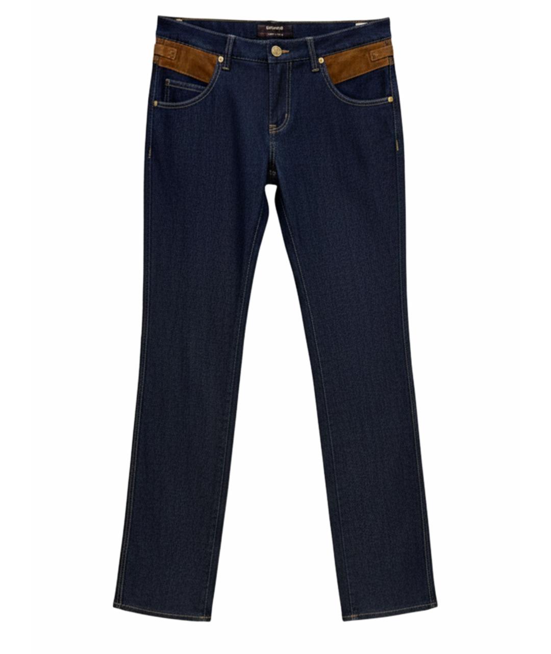 ROBERTO CAVALLI Синие хлопковые прямые джинсы, фото 1