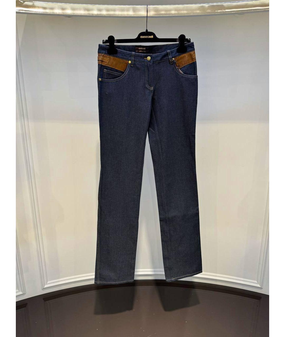 ROBERTO CAVALLI Синие хлопковые прямые джинсы, фото 4