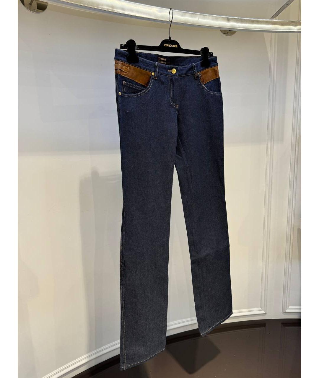 ROBERTO CAVALLI Синие хлопковые прямые джинсы, фото 2