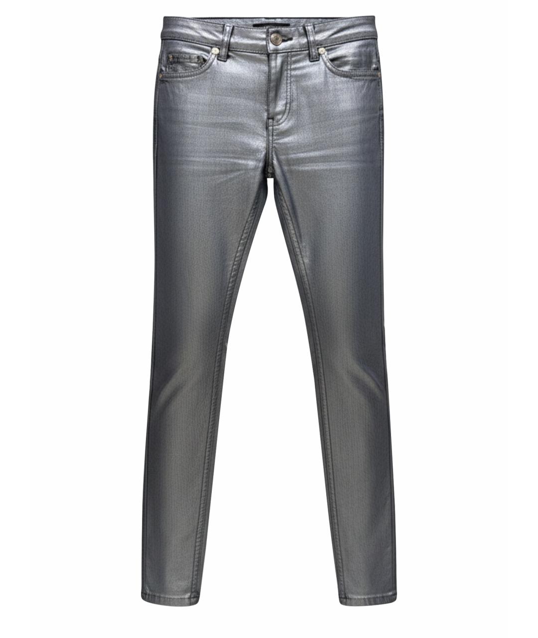 ROBERTO CAVALLI Серебряные хлопковые прямые джинсы, фото 1