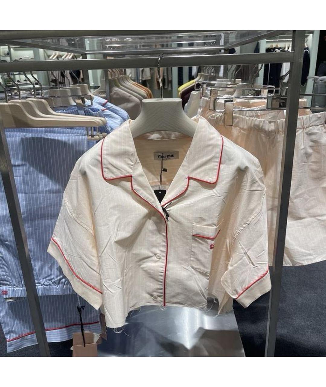 MIU MIU Бежевая хлопковая рубашка, фото 3