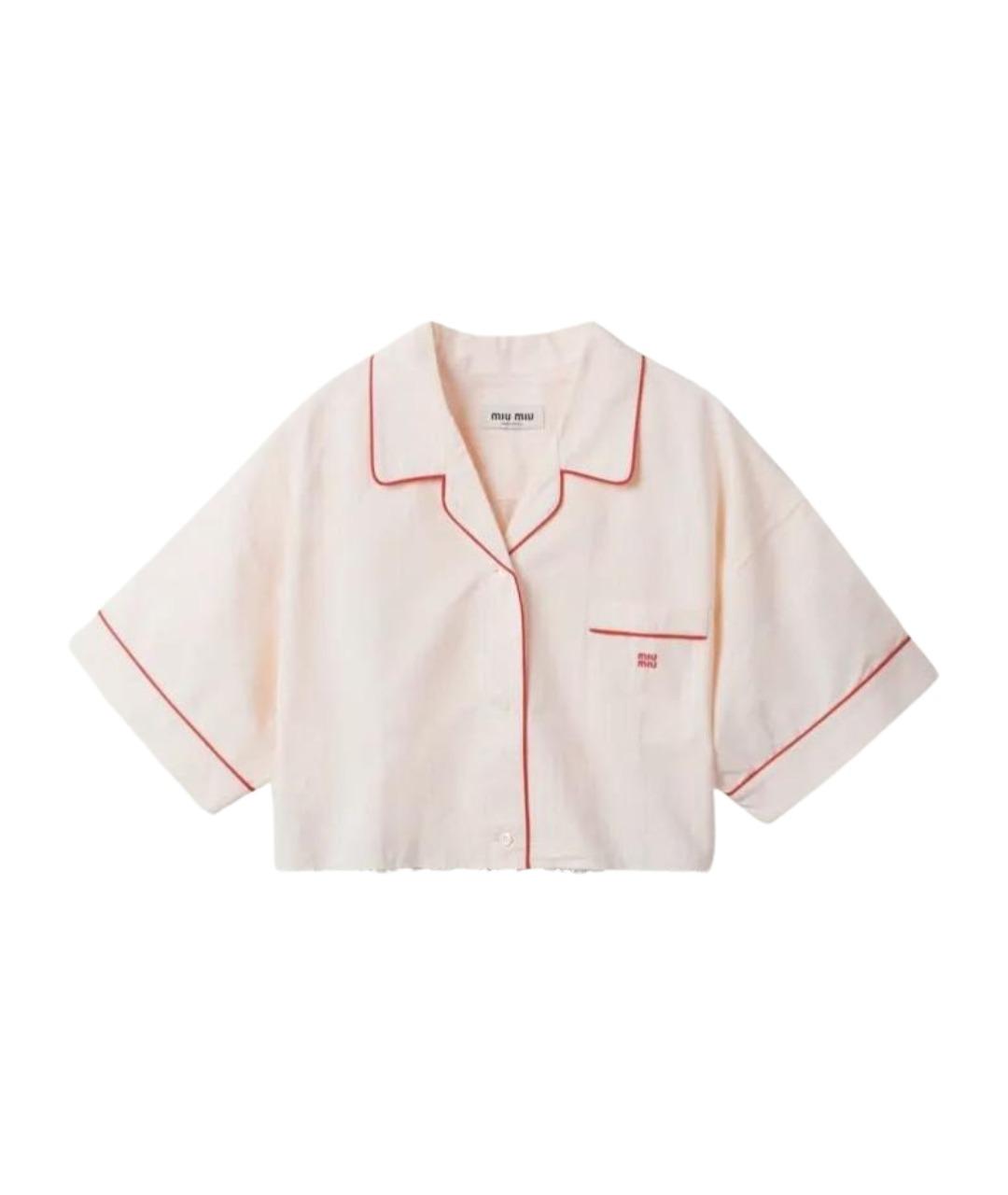 MIU MIU Бежевая хлопковая рубашка, фото 4