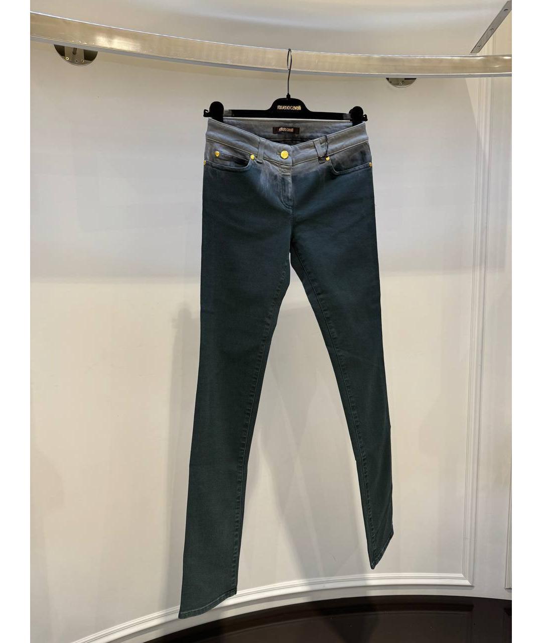 ROBERTO CAVALLI Синие хлопковые прямые джинсы, фото 2