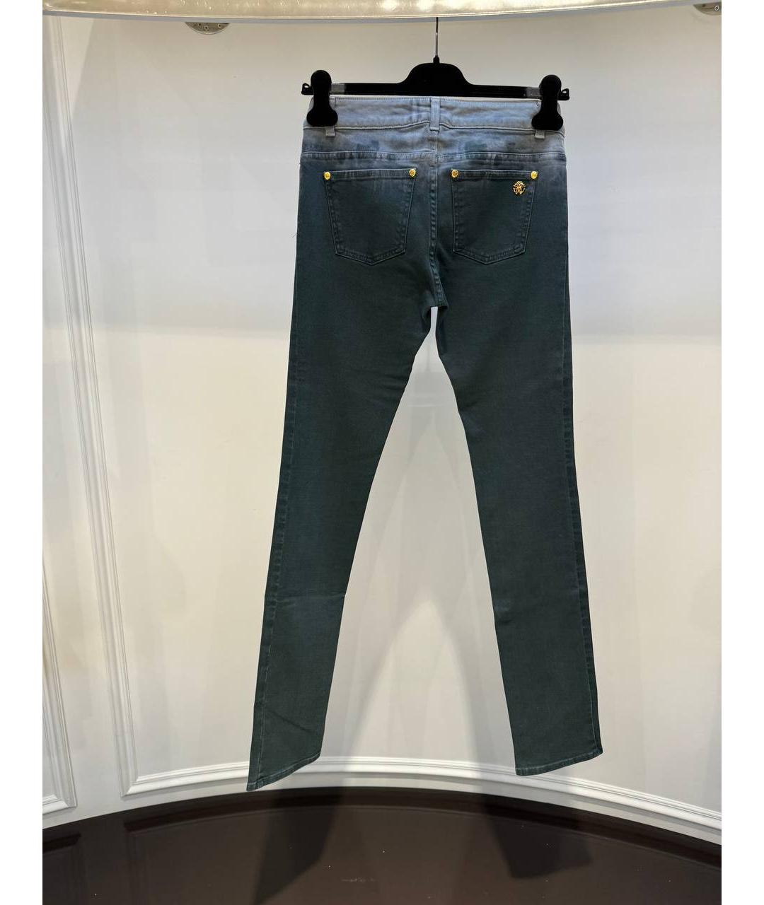 ROBERTO CAVALLI Синие хлопковые прямые джинсы, фото 3