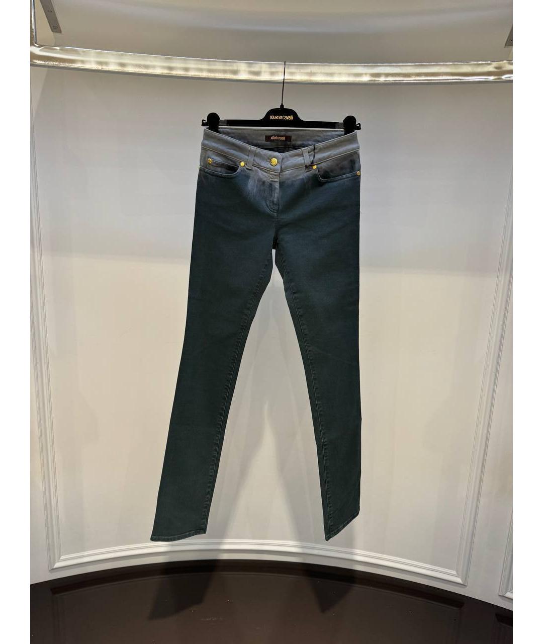 ROBERTO CAVALLI Синие хлопковые прямые джинсы, фото 4