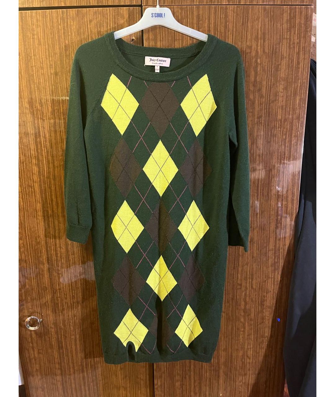 JUICY COUTURE Зеленые шерстяное повседневное платье, фото 4