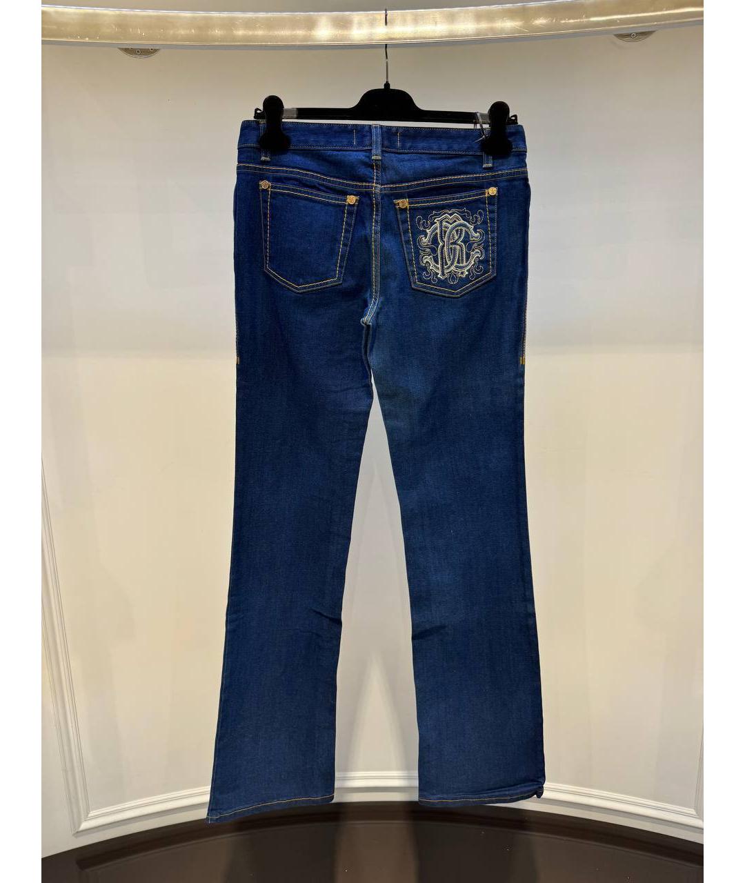 ROBERTO CAVALLI Синие хлопковые прямые джинсы, фото 3