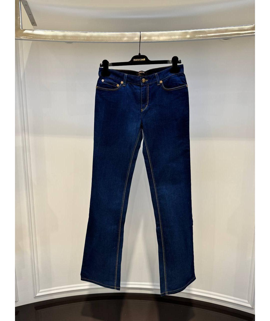 ROBERTO CAVALLI Синие хлопковые прямые джинсы, фото 4